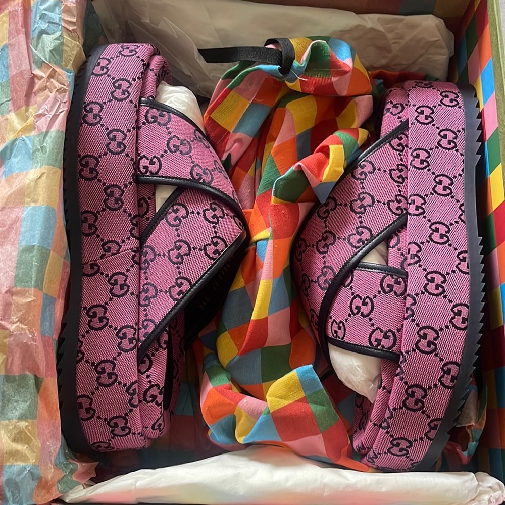 Gucci multiple color (pink) platform sandals
